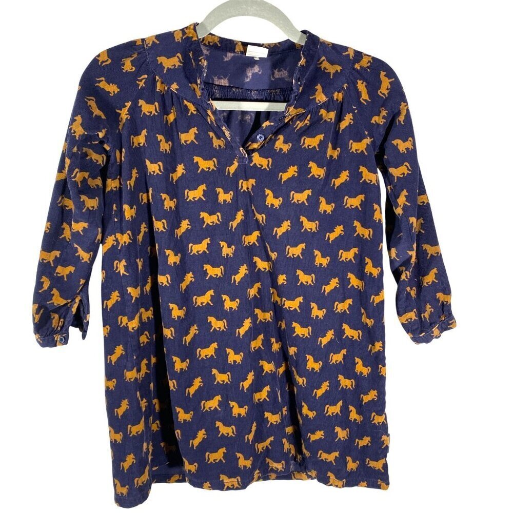 Polarn O. Pyret Girls hitse novelty Print Long Sleeve corduroy peasant dress 4-6